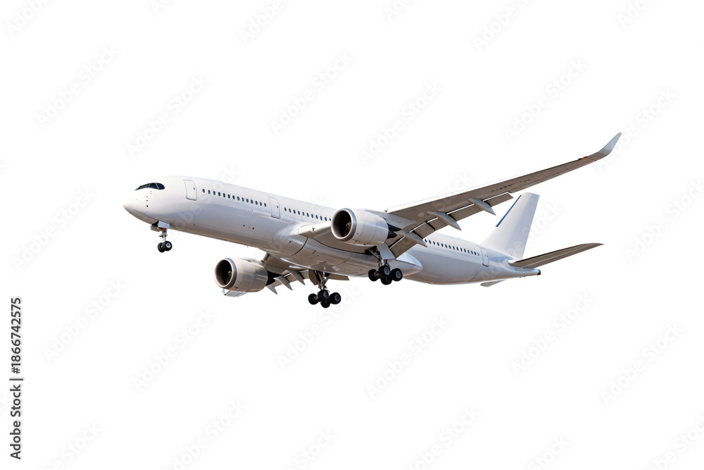 Fototapeta premium Commercial Airplane in Flight with Landing Gear Down
