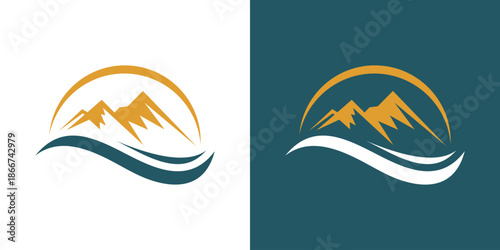 logo combines a mountain and a wave in a dual-meaning design. The mountain symbolizes strength and stability, while the wave represents movement and adaptability