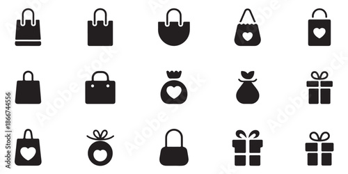 Elegant fashion bags and gift box silhouettes for luxury retail and commercial branding kits