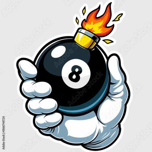 vector image of a flaming billiard ball