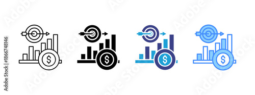 Sales Target  icon set multiple style collection