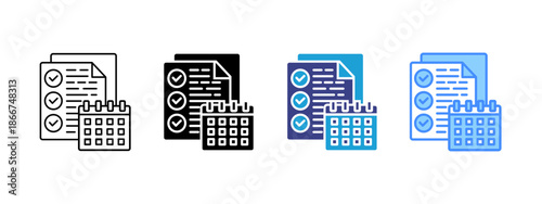 Planning icon set multiple style collection