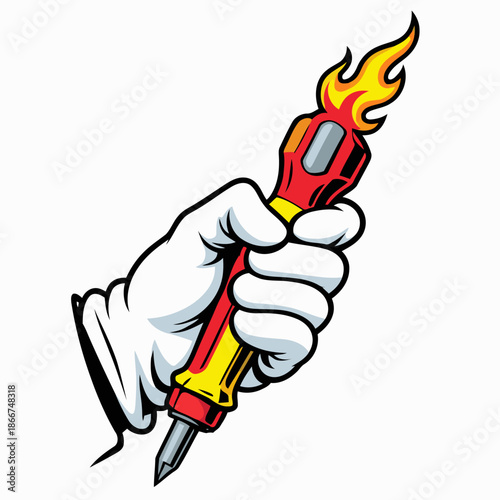 vector image of a flaming screwdriver