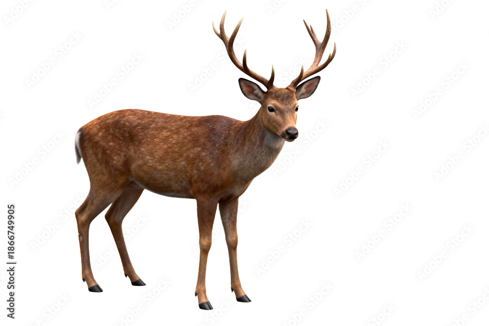 Fototapeta premium Full-body image of a male deer with antlers