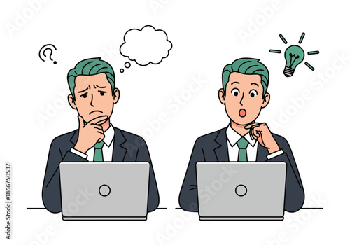 Two men engaged in thoughtful discussion - Lifestyle Illustration, Flat Line Art, Flat Style Illustration, Flat Line Illustration, Cartoon Line Illustration, Modern Outline Flat Illustration