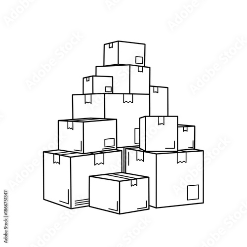 Stacked boxes forming a pyramid structure on a plain white background