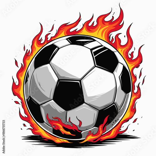 vector image of a flaming soccer ball