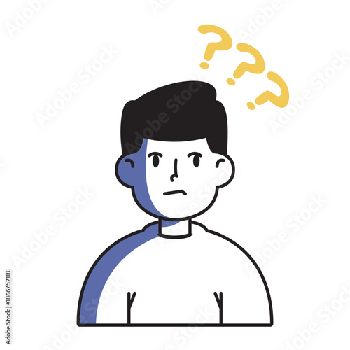 Kawai Confused Man Emoji Character