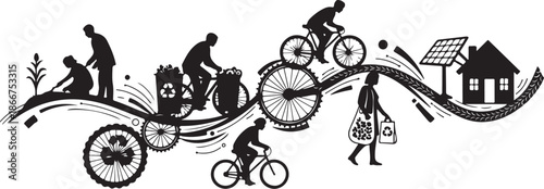 Eco friendly transportation and sustainable living illustration