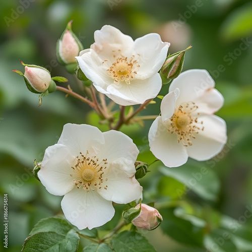 Delicate white rose blossoms in a garden nature photography soft focus floral beauty