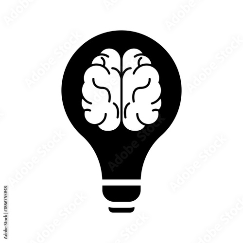 lightbulb idea with brain and electrical plug icon
