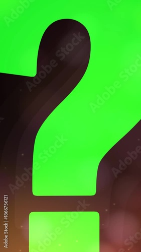 Green Question Mark Animation with Glowing Visual Effects on Bright Background, 4K Vertical