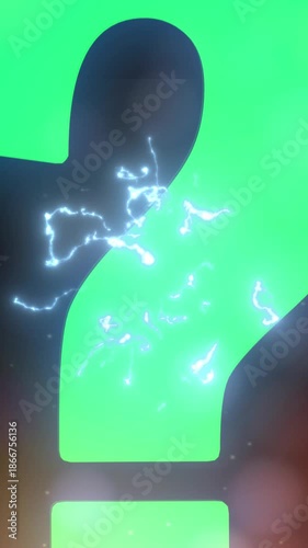 Green Question Mark Animation with Glowing Visual Effects on Bright Background, 4K Vertical