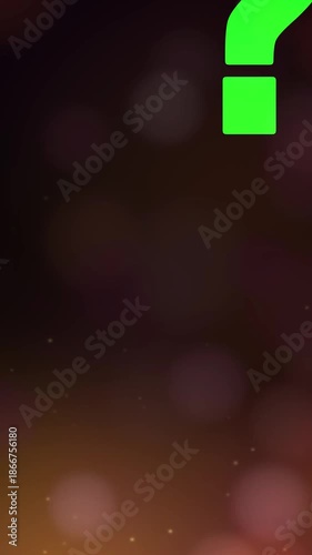 Green Question Mark Animation with Glowing Visual Effects on Bright Background, 4K Vertical