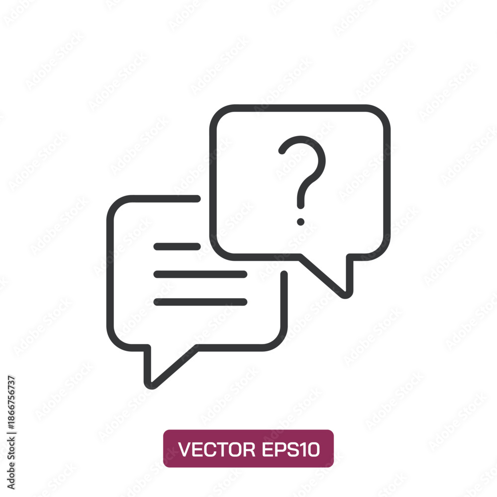 Fototapeta premium Chat speech bubble line icon. Perfect pixel isolated on white background. Vector illustration