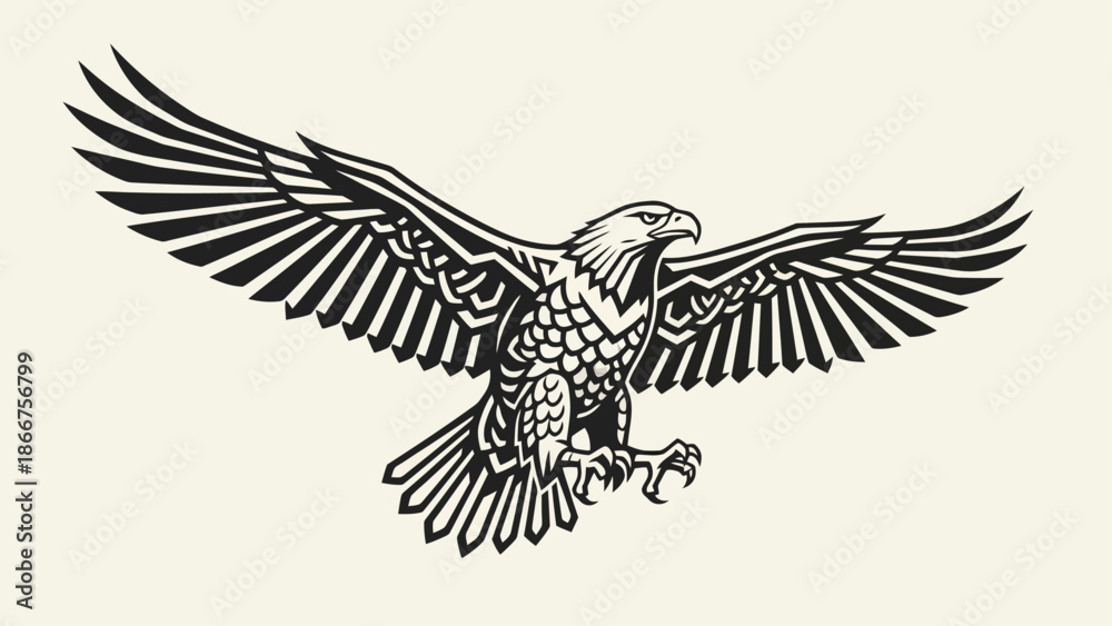 Fototapeta premium Majestic eagle soaring with outstretched wings, a symbol of freedom and power.