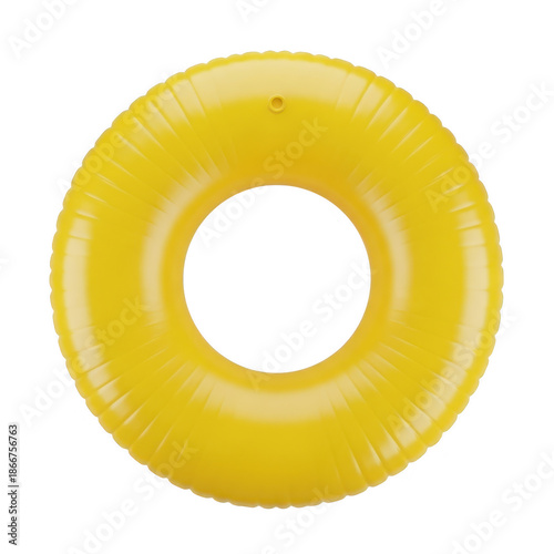 Bright yellow inflatable inner tube isolated on transparent background