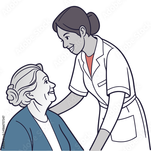 Nurse assisting elderly patient