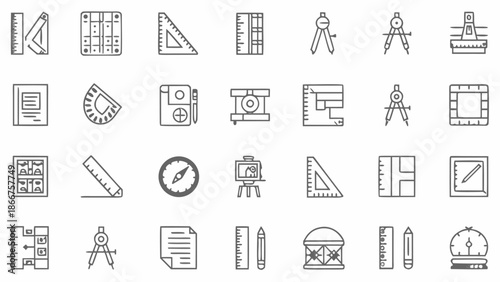 Set of vector icons for web and business design featuring common symbols like home, phone, document, calendar, search, money, and communication tools