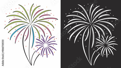 Fireworks Explosions with vector illustration