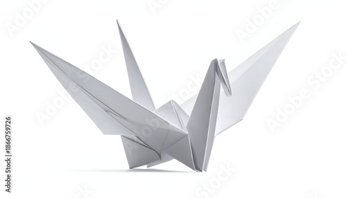 Free Download Close-up of a white paper origami crane, wings spread wide - GFXLoad