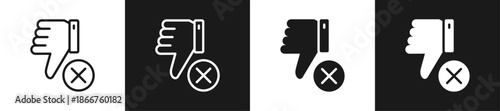 Thumbs Down Line N Glyph Icon Style In White And Background