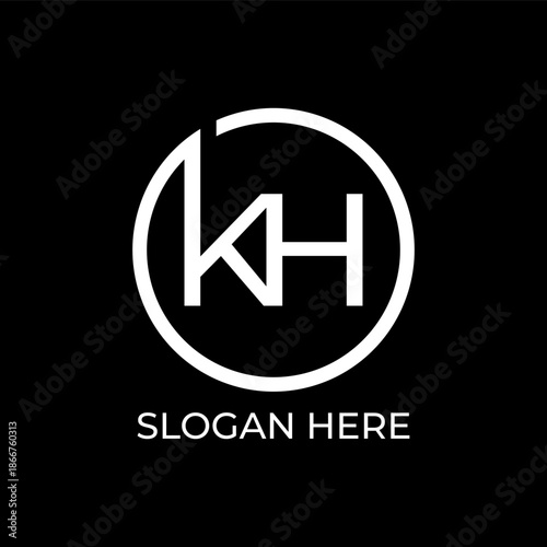 KH initial letter circle logo for company