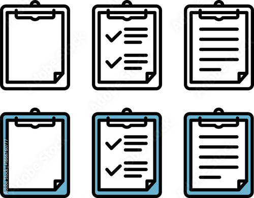 クリップボードと書類のアイコン。（Clipboard and documents icon.）
