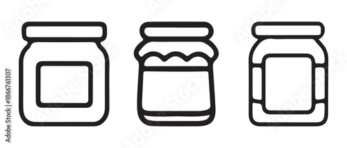Set of Jar Icons. Jam, Preserve, Honey - Clean Line Art Vector.