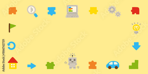 プログラミング パズル アイコン 背景 手描き パステル