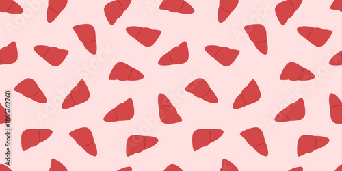 肝臓のイラストのシームレスな背景画像。（Seamless background image of liver illustration.）
