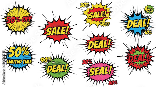 Dynamic Discount Badges Bursting with Savings and Special Offers, Captivating Visuals for Retail