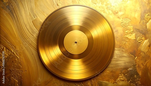 Golden Vinyl Record on a Textured Gold Background.