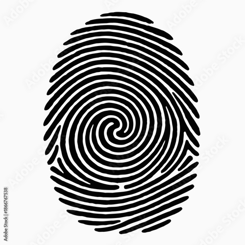 Simple silhouette vector illustration of a fingerprint spiral in bold style