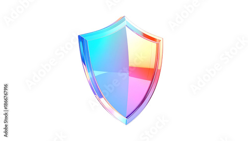 Prism-like shield with gradient colors, against a black background