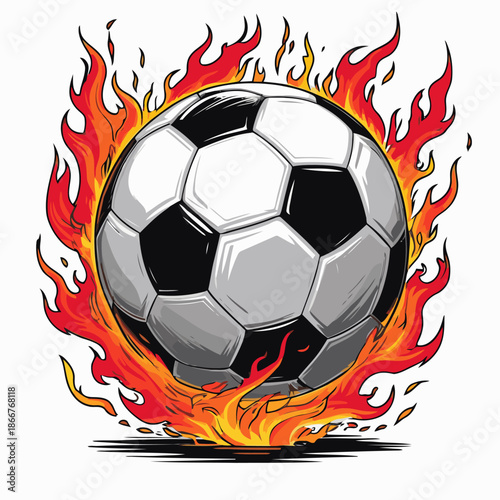 vector image of a flaming soccer ball