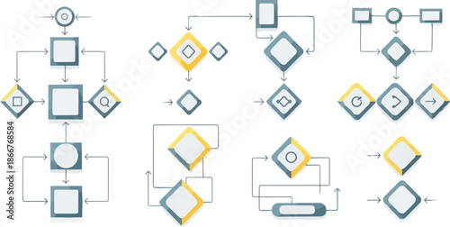 Collection of Flowchart Diagrams and Process Symbols.