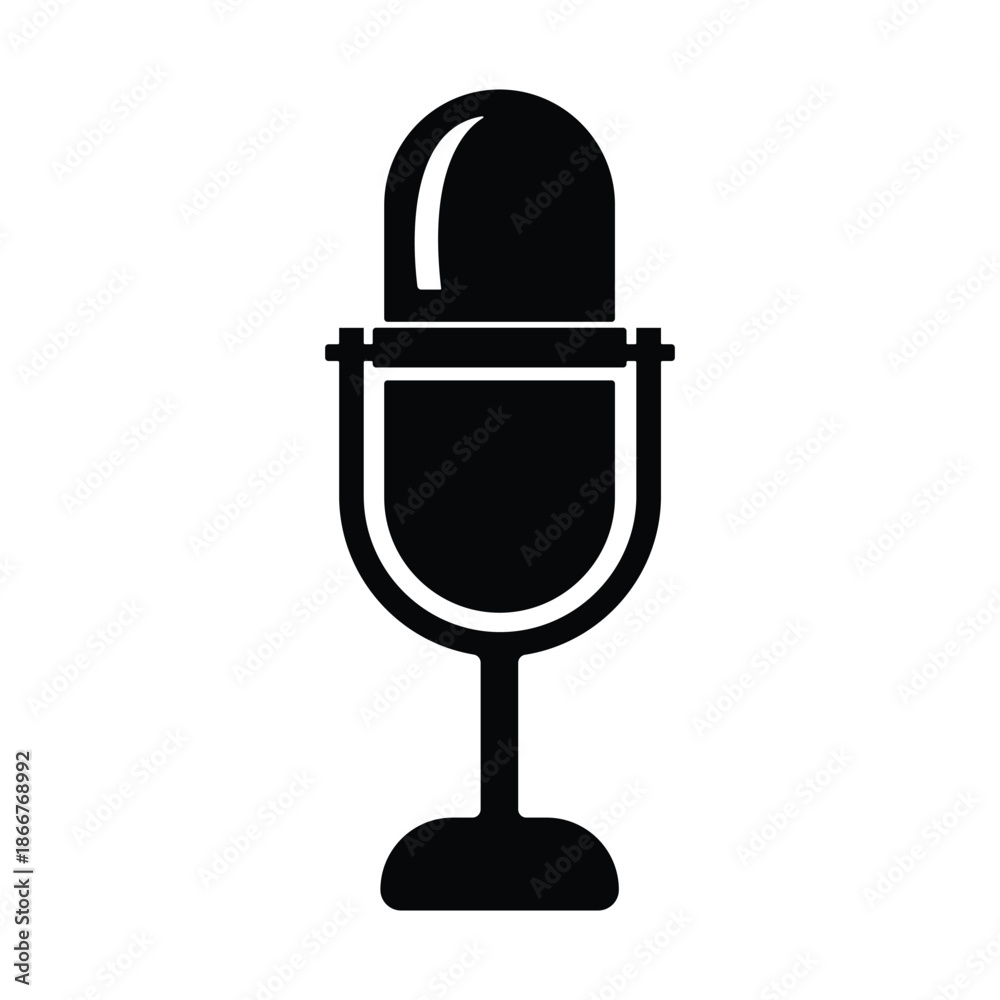 Fototapeta premium microphone icon on white background silhouette vector