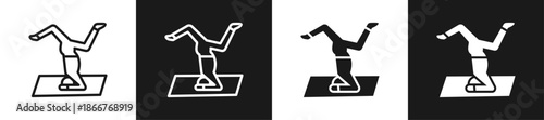 Inverted Pose Line N Glyph Style In White And Black Background