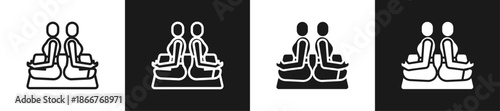 Partner Yoga Line N Glyph Style In White And Black Background