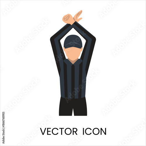 American Football Referee Signaling Penalty in Flat Design Vector Illustration