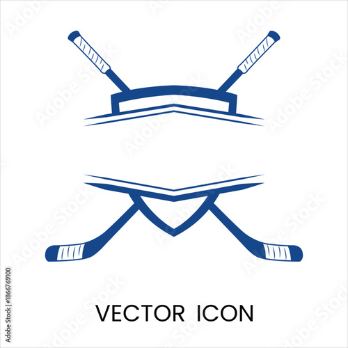 Hockey Sticks Emblem Vector Illustration with Copy Space for Text