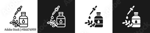 Essential Oils Line N Glyph Style In White And Black Background