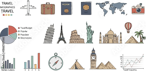 Collection of Travel Infographics and Icons for Global Exploration.