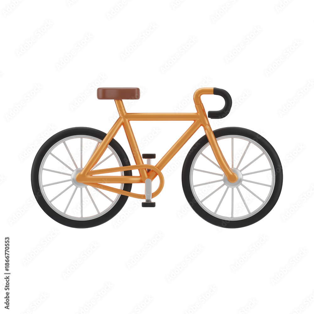 Fototapeta premium 3D icon Classic brown bicycle isolated on transparent background