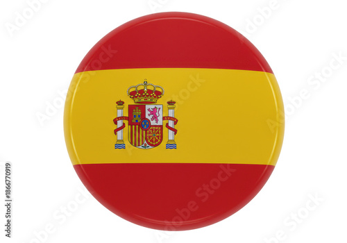 Detailed Oval Spanish Flag with Royal Coat of Arms