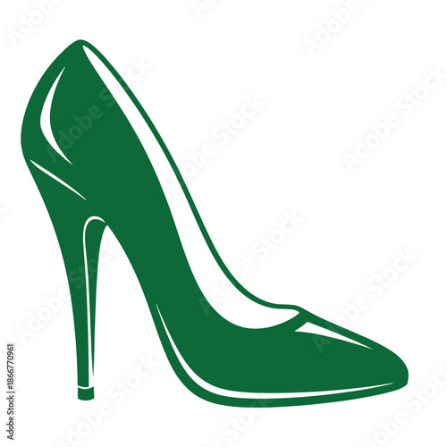 Green high heel shoe isolated on white background for fashion and style concepts