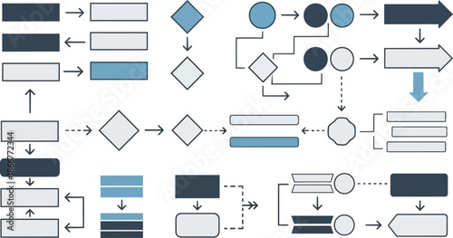 Flowchart Diagrams and Process Visualization Elements.