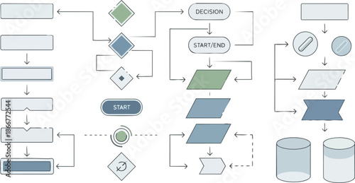 Flowchart Diagram Elements and Process Visualization.
