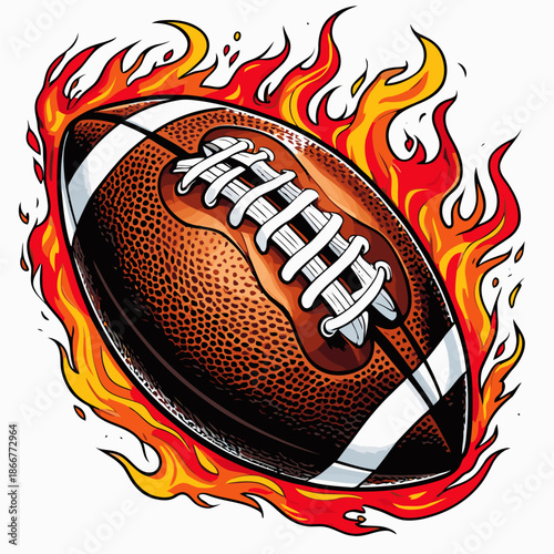vector image of a fiery American football
